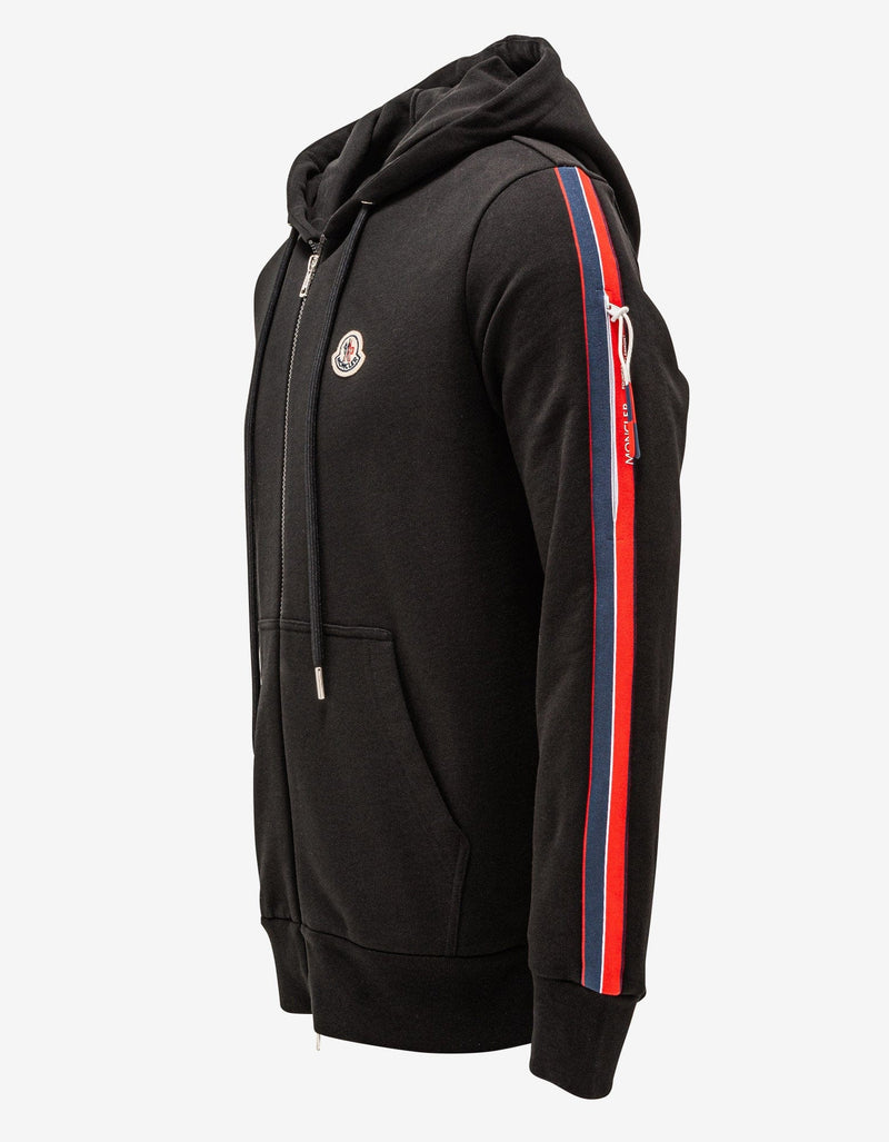 Moncler Black Tricolour Band Zip Hoodie Tracksuit