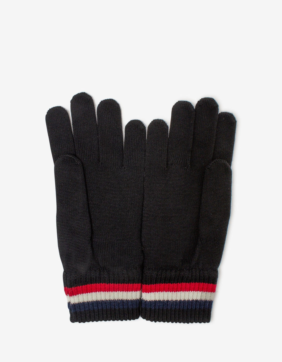 Moncler Black Tricolour Trim Logo Gloves
