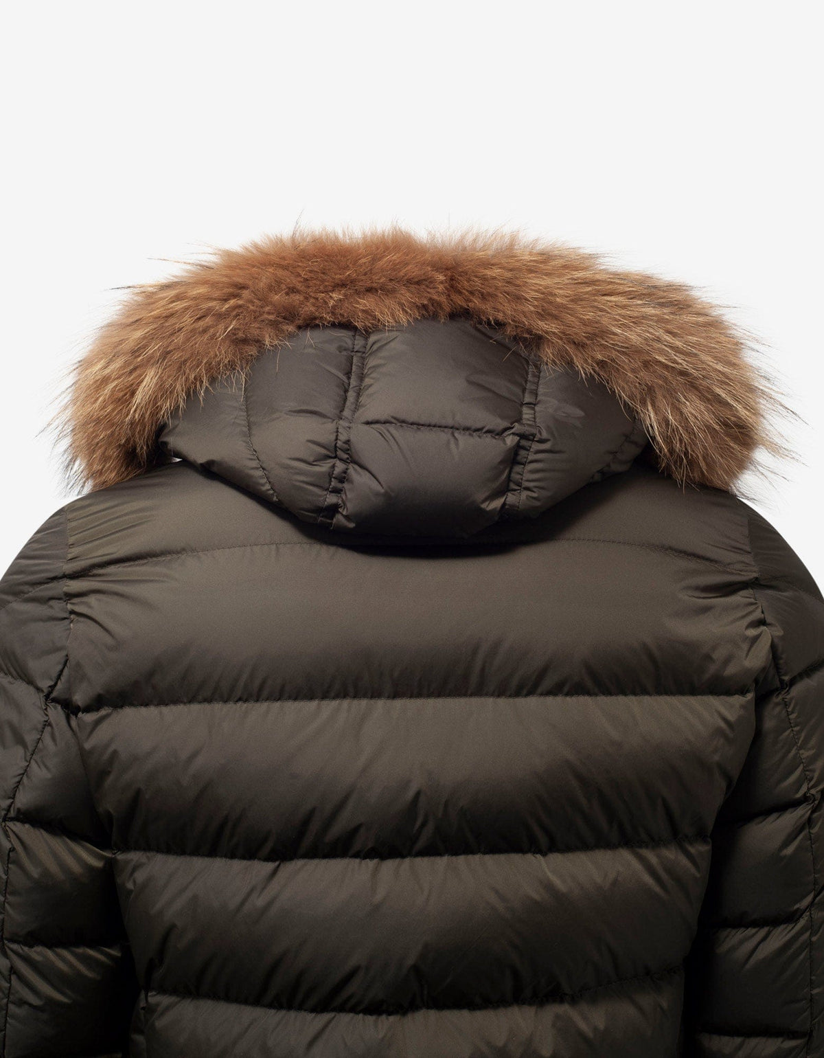 Moncler Cluny Khaki Fur Trim Down Jacket