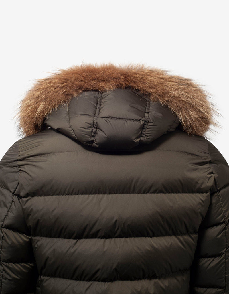Moncler Cluny Khaki Fur Trim Down Jacket