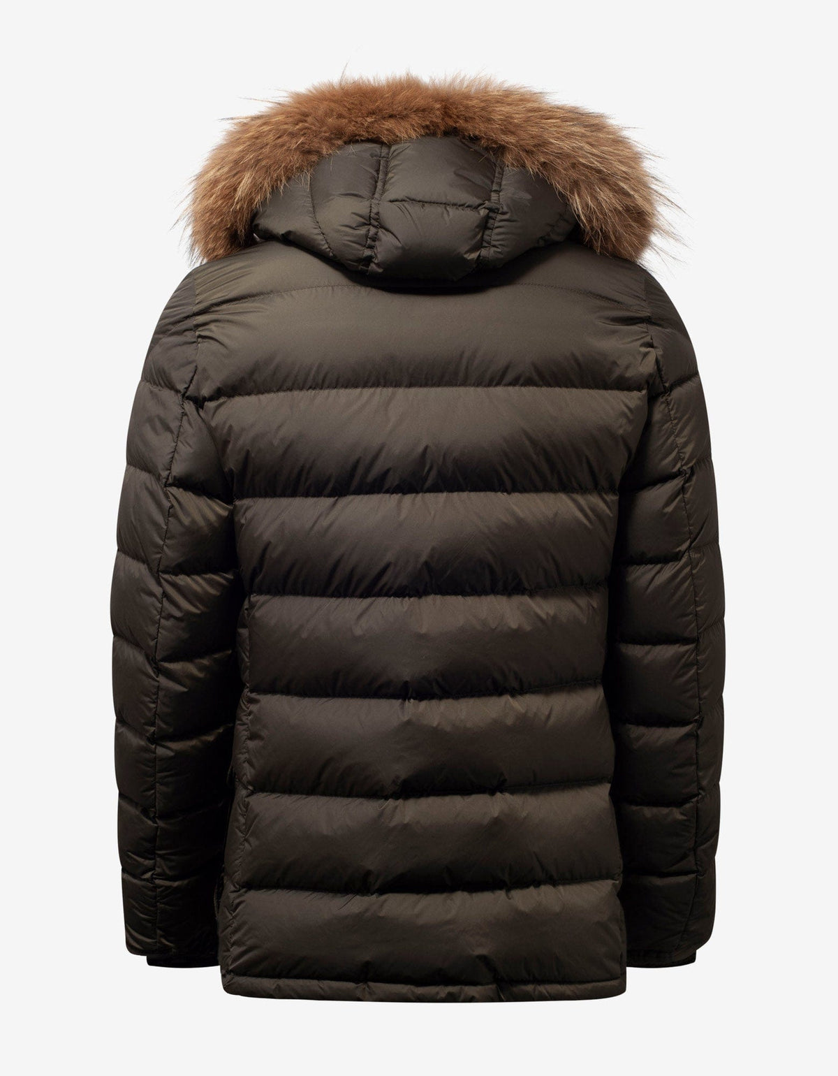 Moncler Cluny Khaki Fur Trim Down Jacket