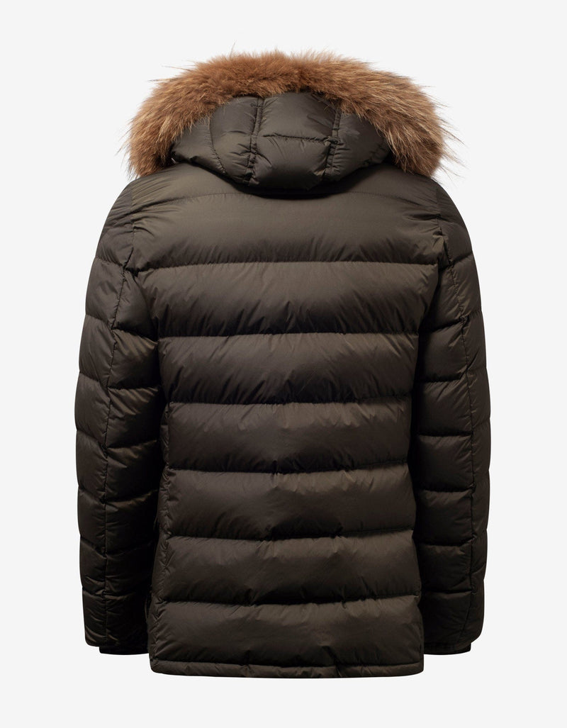 Moncler Cluny Khaki Fur Trim Down Jacket