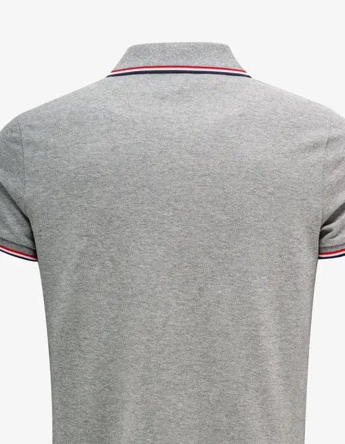 Moncler Grey Tricolour Trim Polo T-Shirt