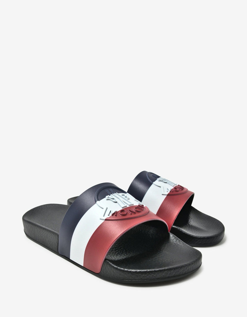 Moncler Moncler Basile Black Tricolour Logo Slide Sandals