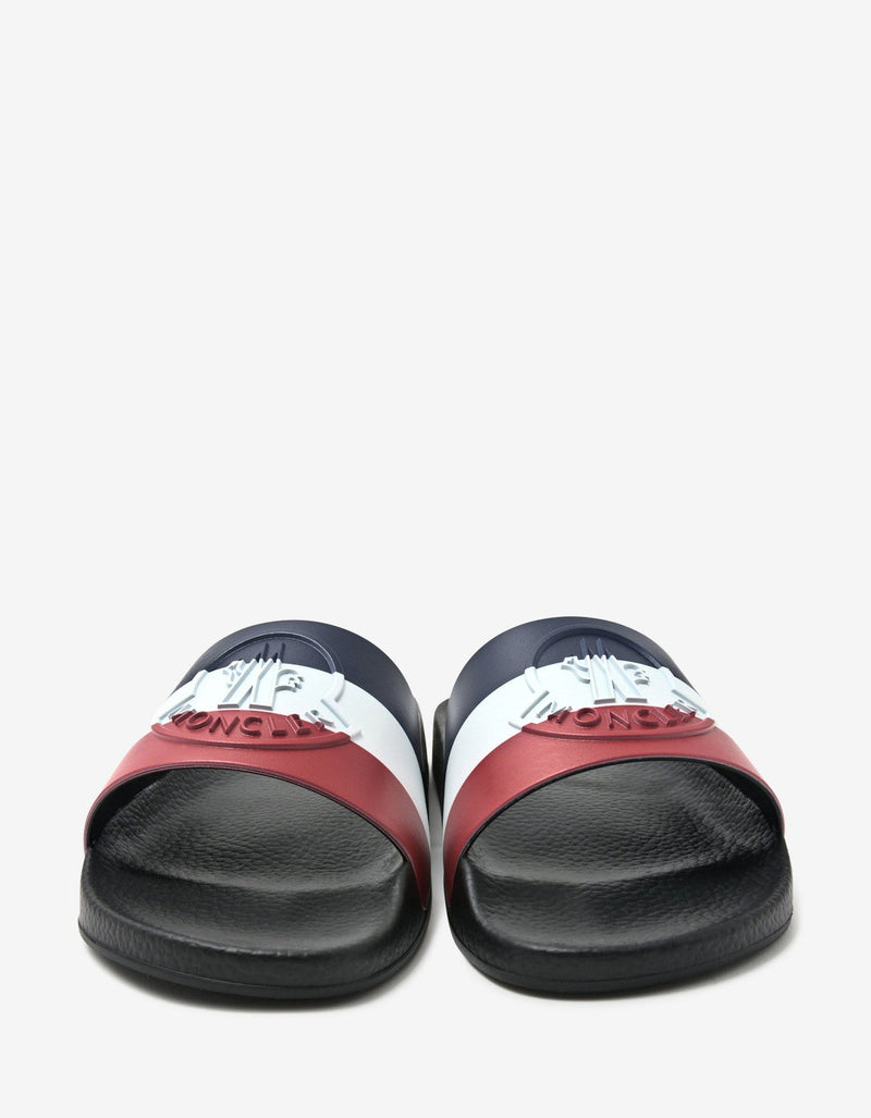 Moncler Moncler Basile Black Tricolour Logo Slide Sandals