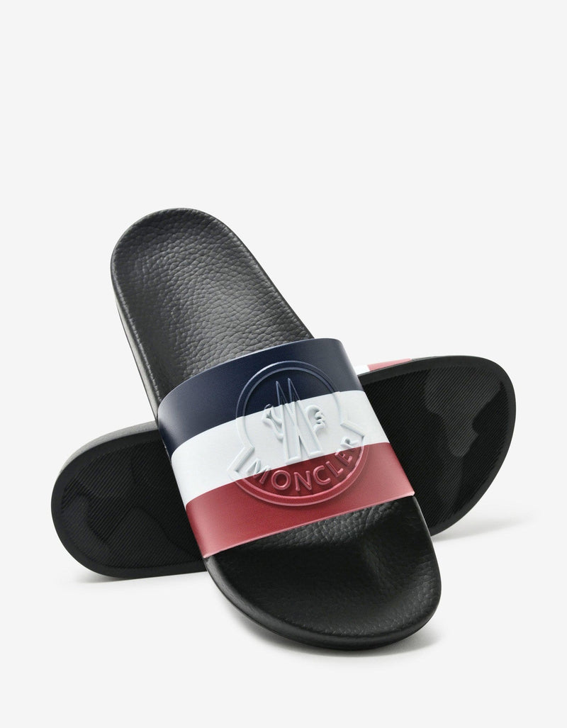 Moncler Moncler Basile Black Tricolour Logo Slide Sandals