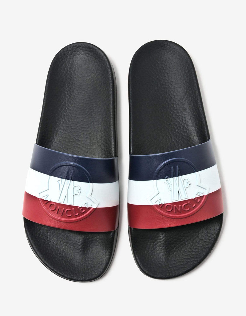 Moncler Moncler Basile Black Tricolour Logo Slide Sandals