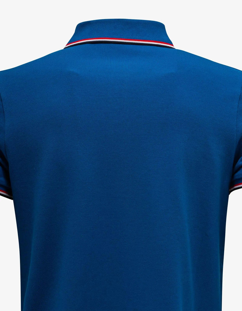 Moncler Moncler Cosmic Blue Tricolour Trim Polo T-Shirt