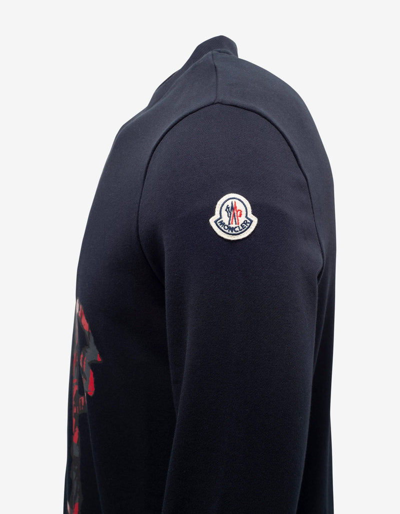 Moncler Navy Blue Logo Graphic Sweatshirt