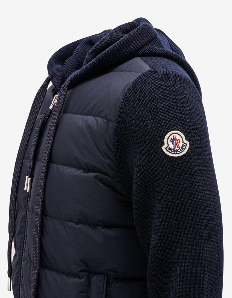 Moncler Navy Blue Nylon Front Hooded Cardigan