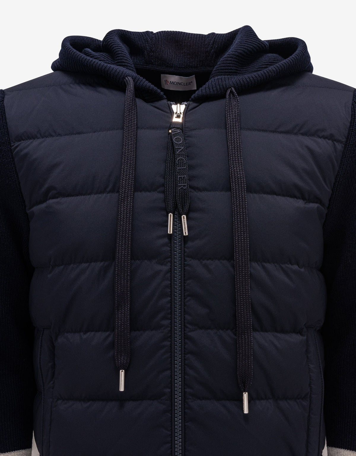 Moncler Navy Blue Nylon Front Hooded Cardigan