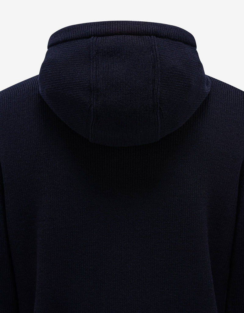 Moncler Navy Blue Nylon Front Hooded Cardigan