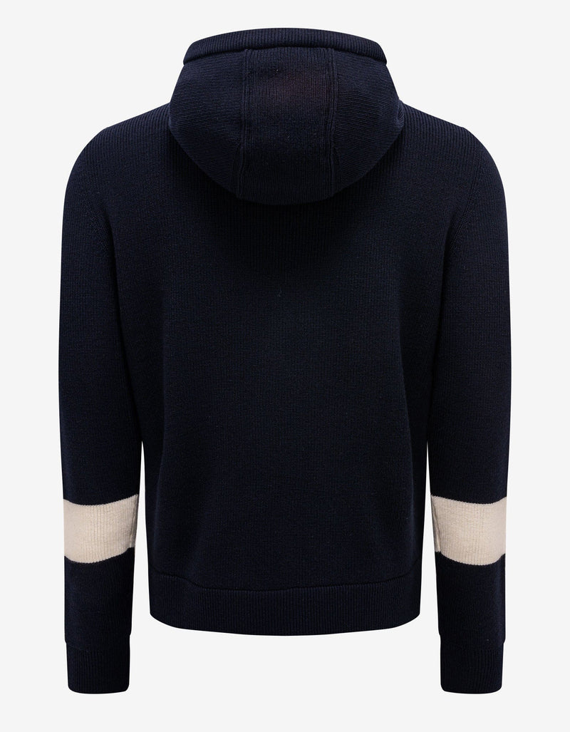 Moncler Navy Blue Nylon Front Hooded Cardigan
