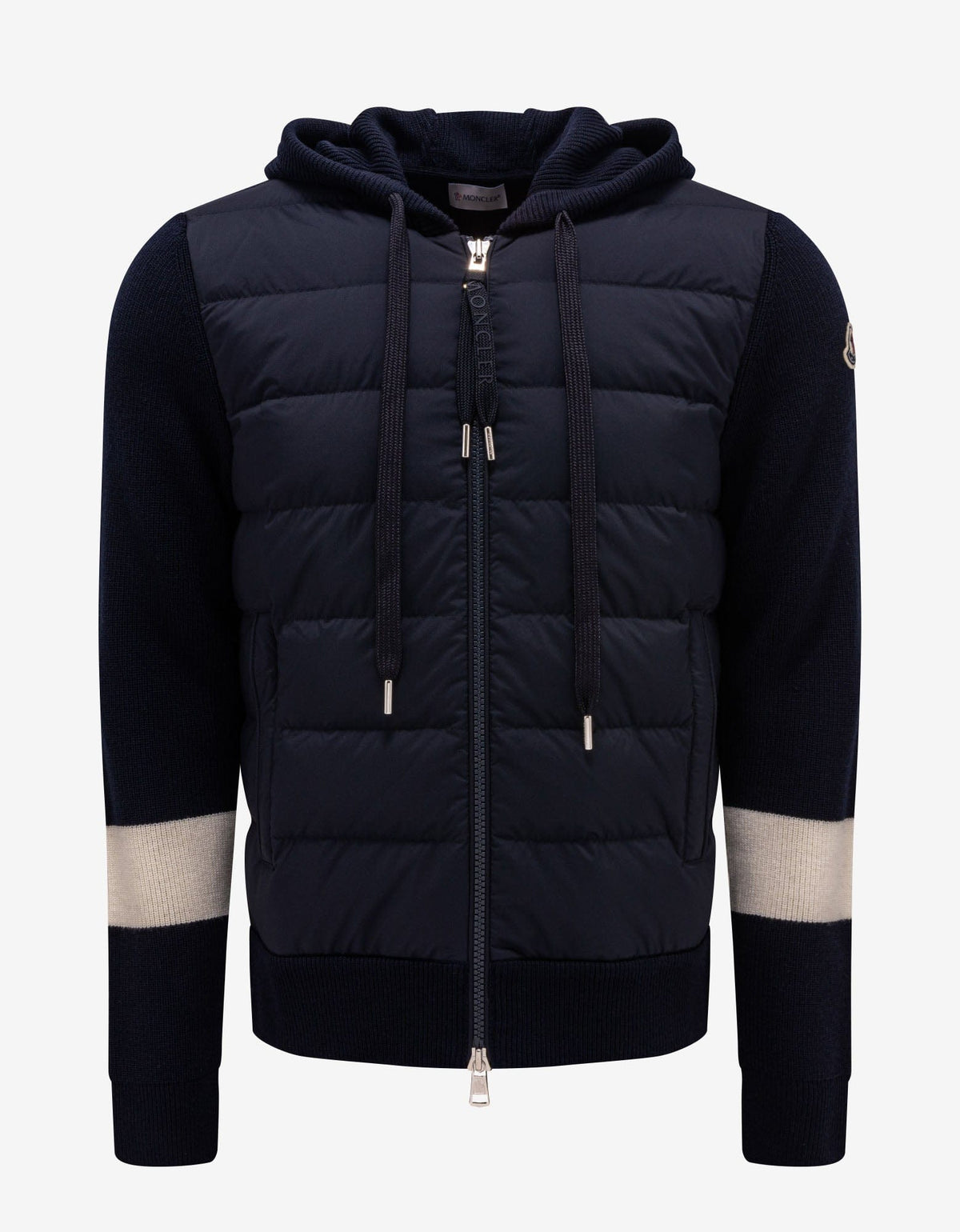 Moncler Navy Blue Nylon Front Hooded Cardigan