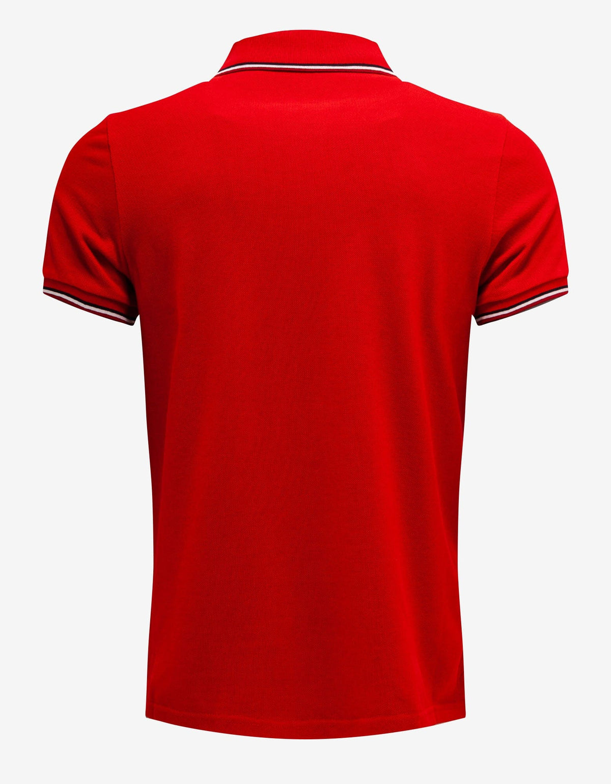 Moncler Red Tricolour Trim Polo T-Shirt