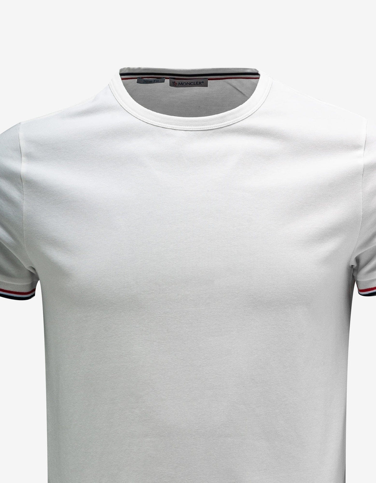 Moncler White Tricolour Sleeve Stretch-Cotton T-Shirt