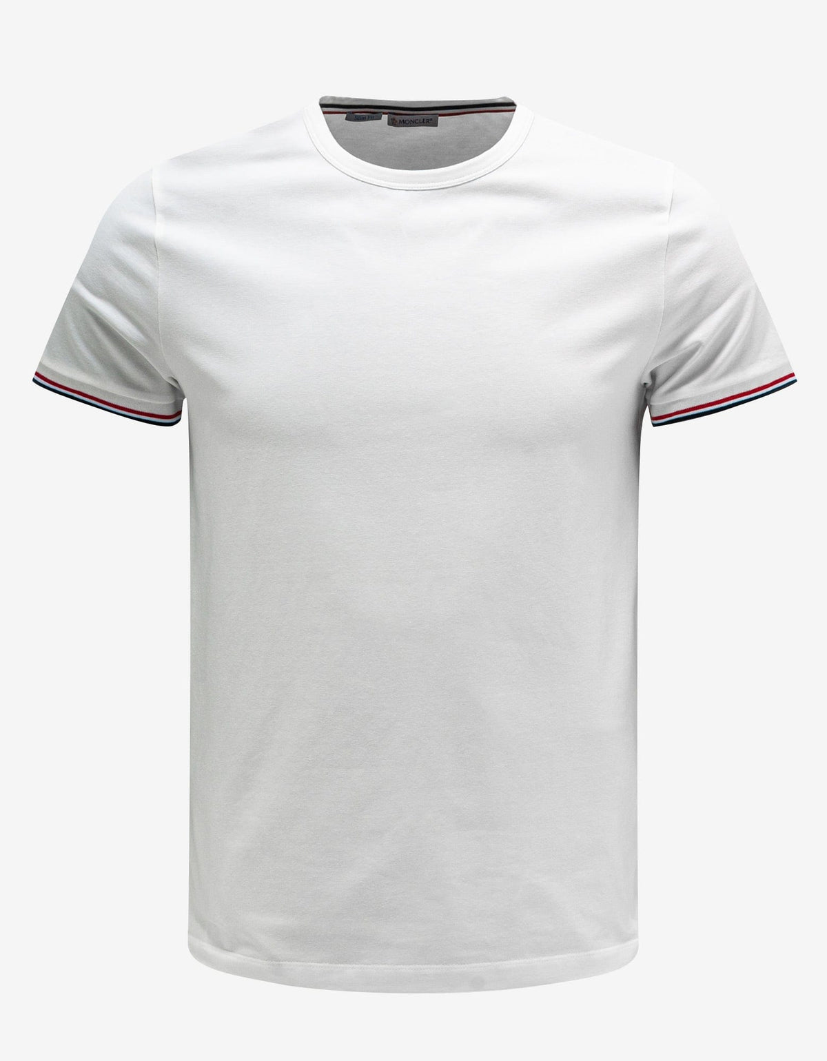 Moncler White Tricolour Sleeve Stretch-Cotton T-Shirt