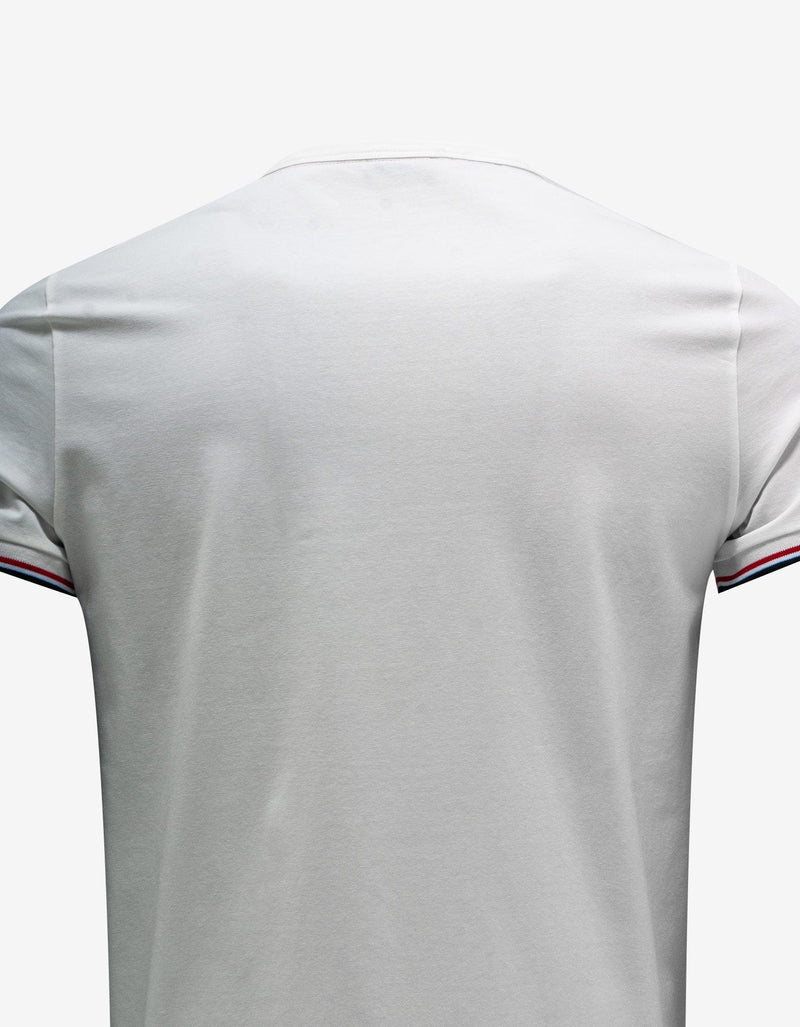 Moncler White Tricolour Sleeve Stretch-Cotton T-Shirt