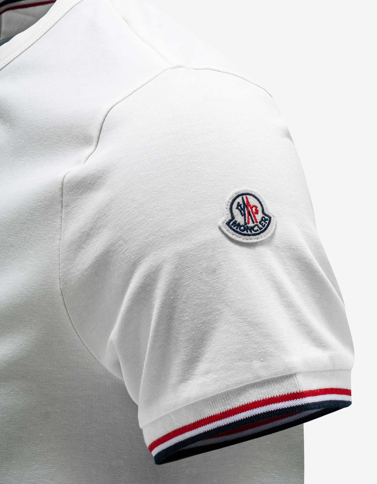 Moncler White Tricolour Sleeve Stretch-Cotton T-Shirt
