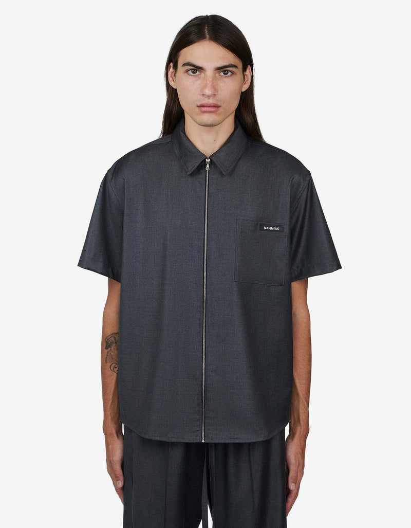 Nahmias Grey Short Sleeve Zip Shirt