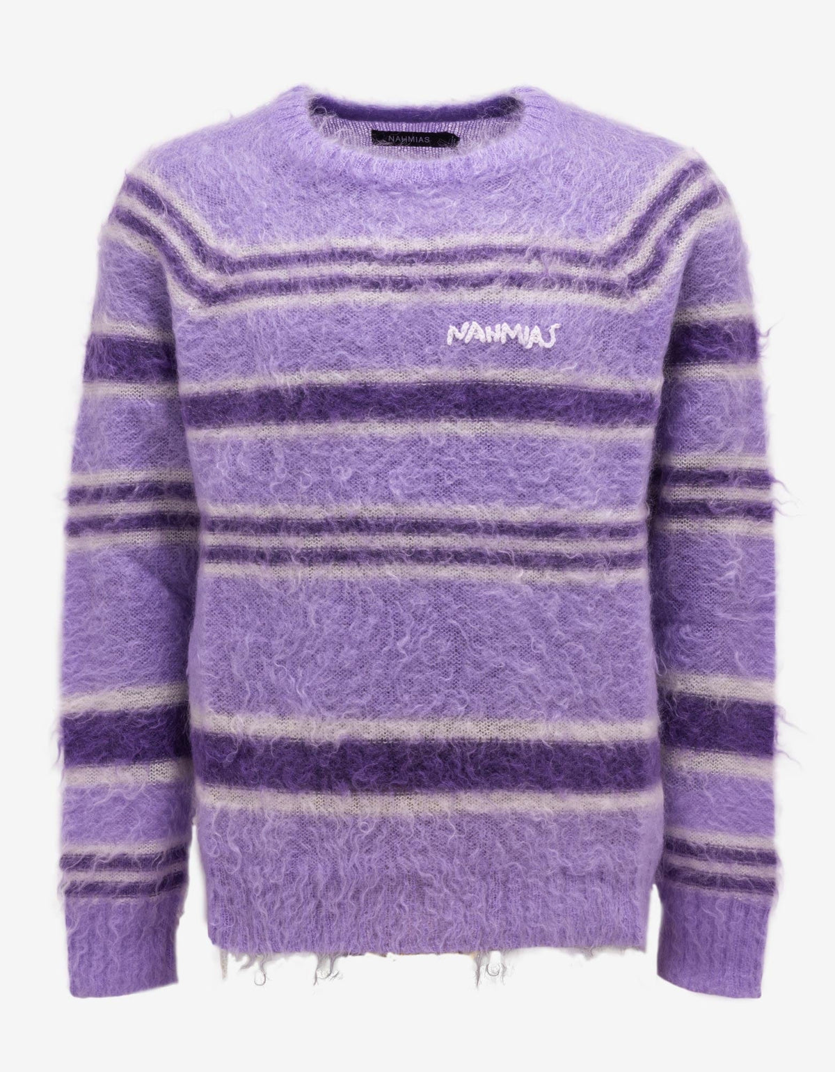 Nahmias Purple Striped Knit Sweater M Purple