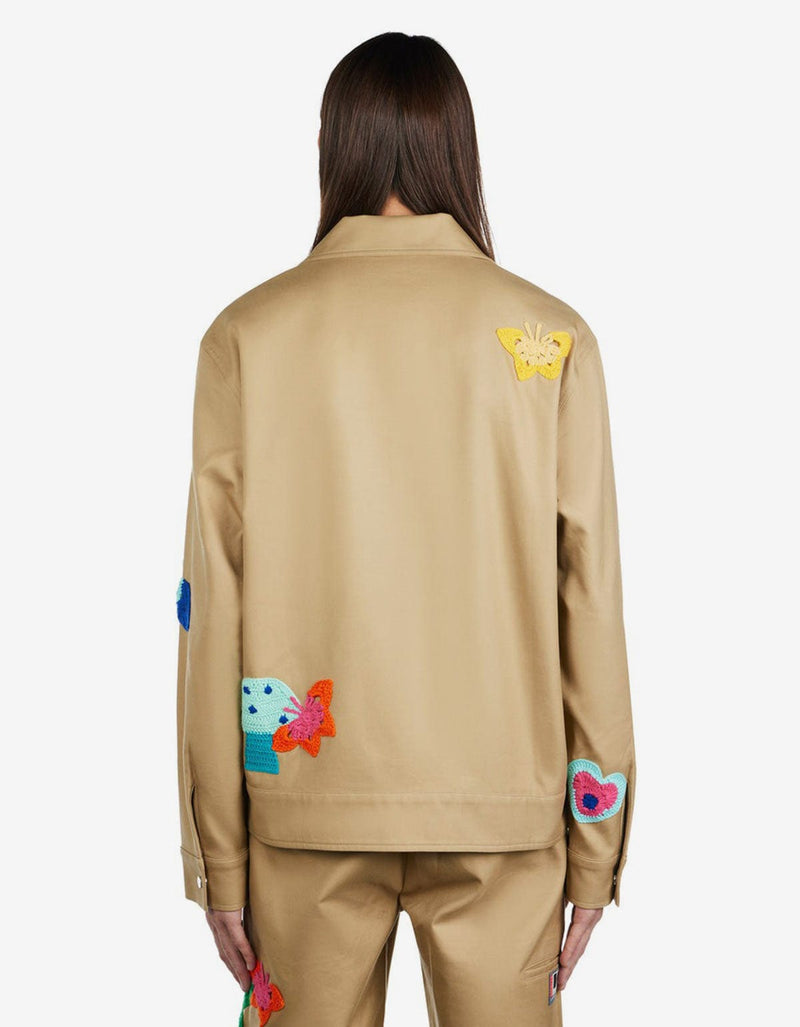 Nahmias Nahmias Sand Crochet Patch Worker Jacket