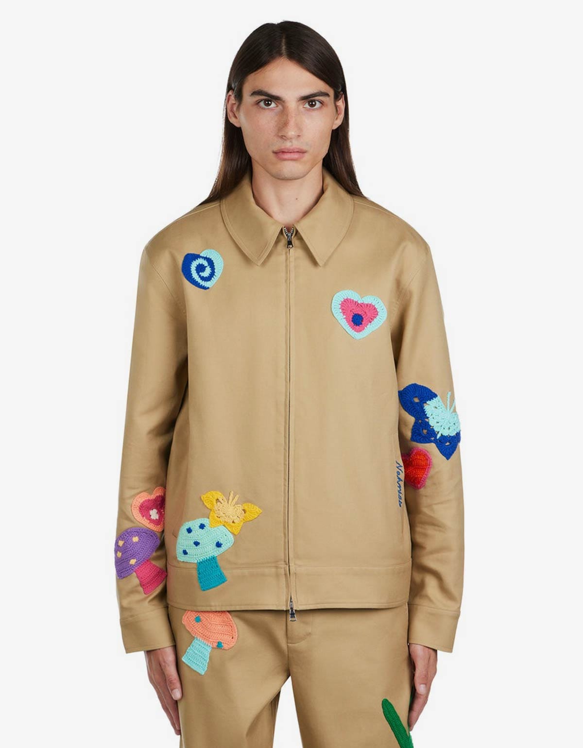 Nahmias Beige Crochet Patch Worker Jacket – Zoo Fashions