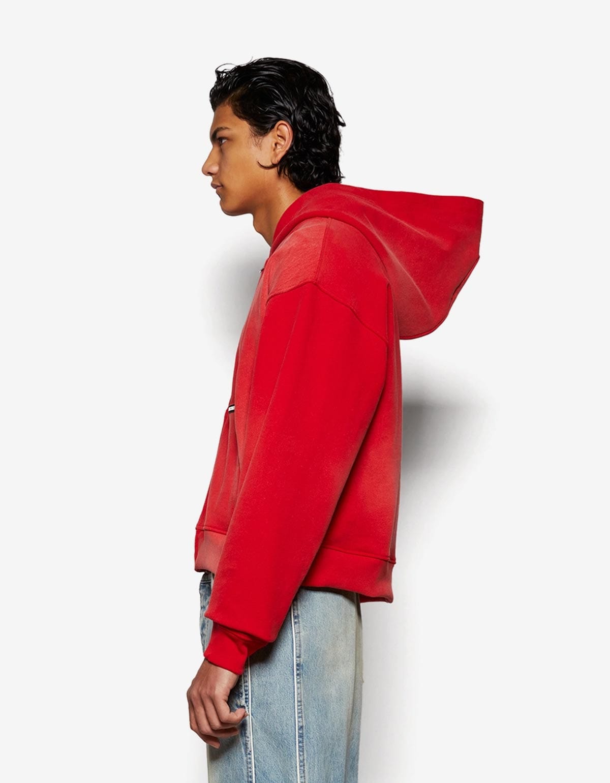 Nahmias Red Sunfade Boxy Zip-Up Hoodie – mens designer fashion