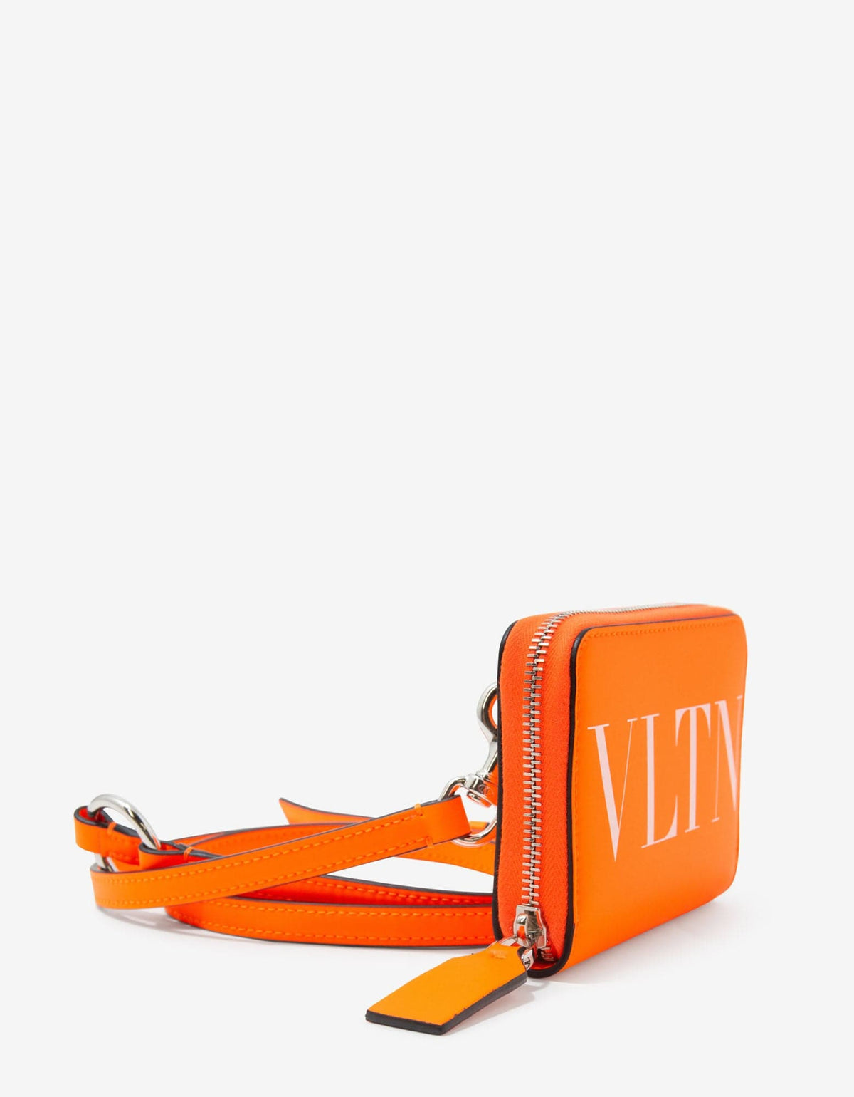 Neon Orange VLTN Wallet with Neck Strap