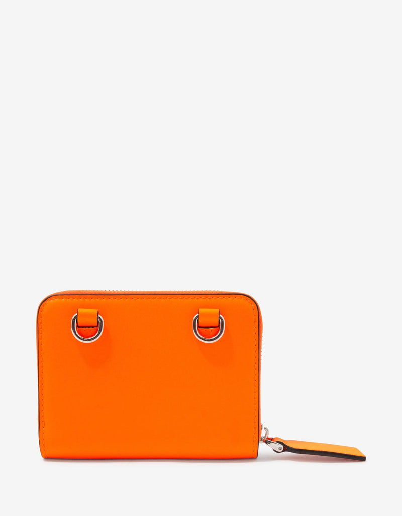 Neon Orange VLTN Wallet with Neck Strap