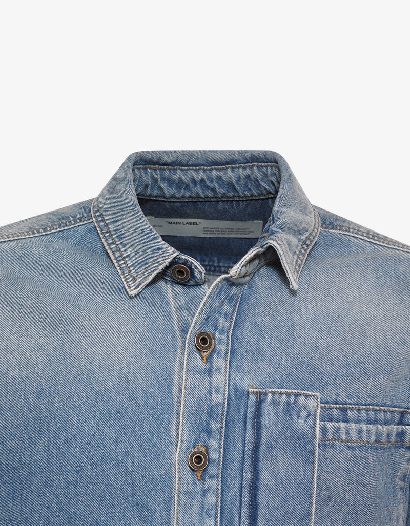 Off-White Blue Bleached Denim Shirt