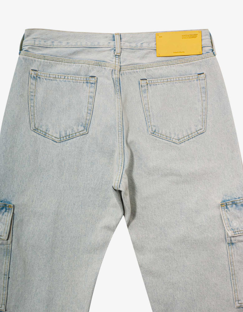 Off-White Blue Graffiti Embroidery Utility Cargo Jeans