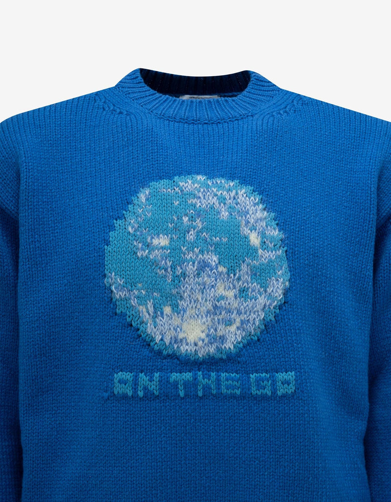 Off-White Blue On The Go Moon Chunky Sweater