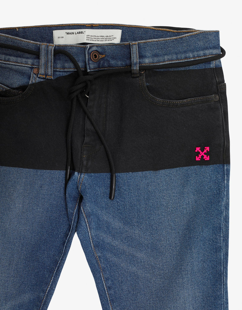 Off-White Blue Printed Skinny Jeans