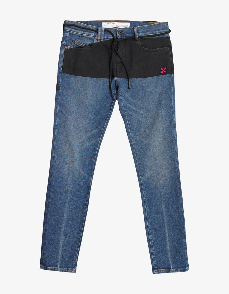 Off-White Blue Printed Skinny Jeans