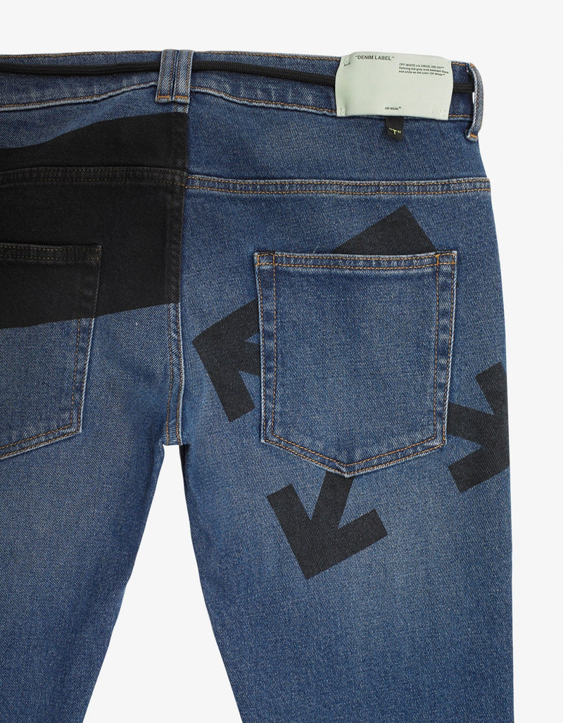Off-White Blue Printed Skinny Jeans