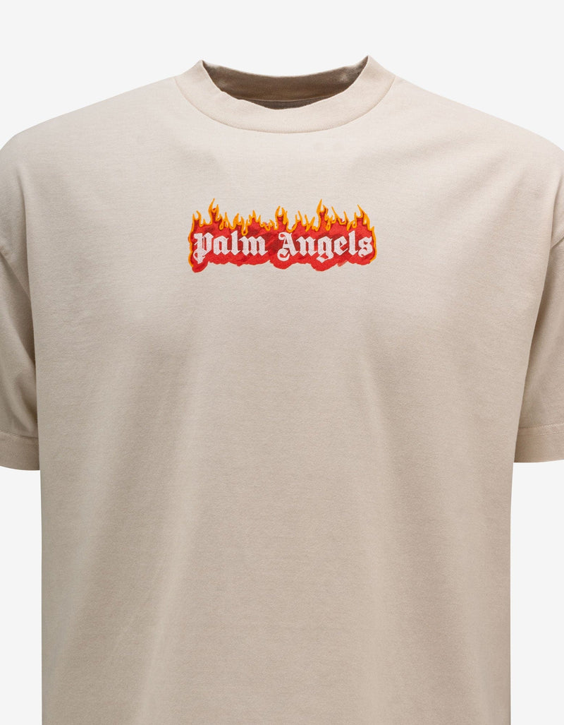 Off White Garment Dye Burning Logo T-Shirt