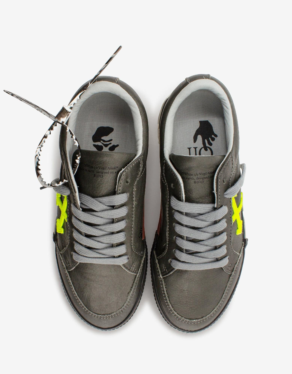 Off-White Grey & Green Leather Low Vulcanized Trainers