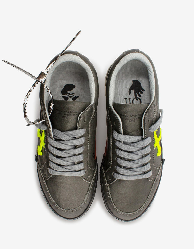Off-White Grey & Green Leather Low Vulcanized Trainers