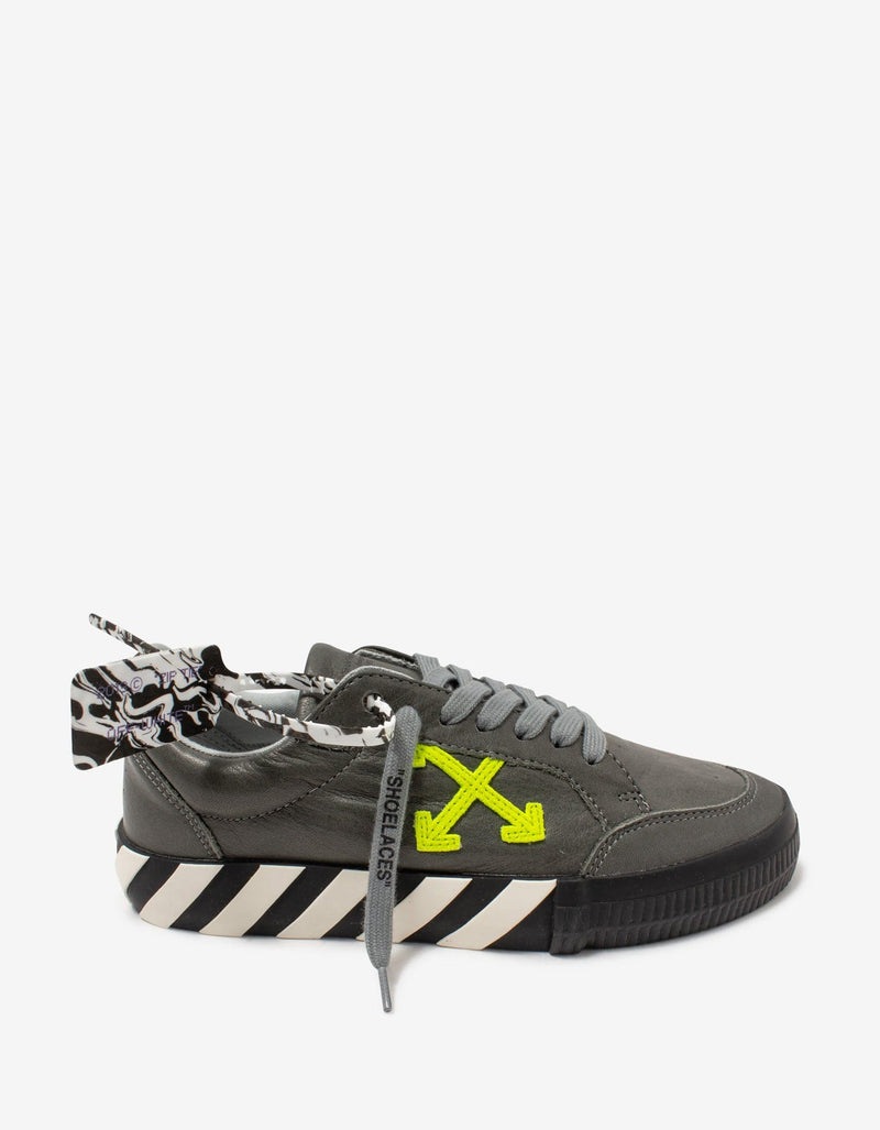 Off-White Grey & Green Leather Low Vulcanized Trainers