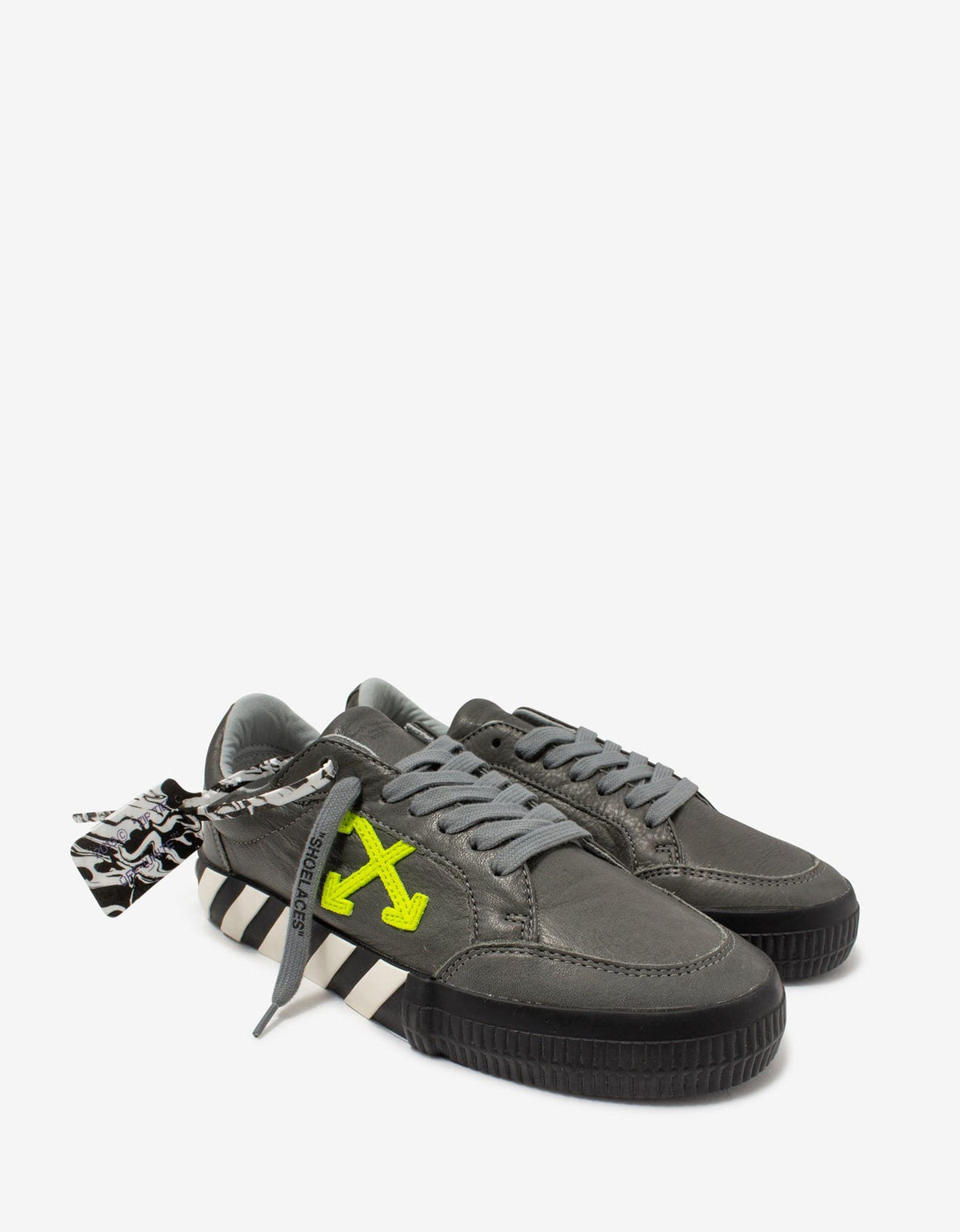 Off-White Grey & Green Leather Low Vulcanized Trainers