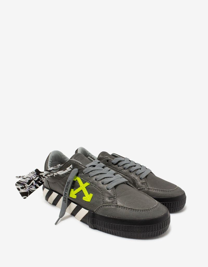 Off-White Grey & Green Leather Low Vulcanized Trainers