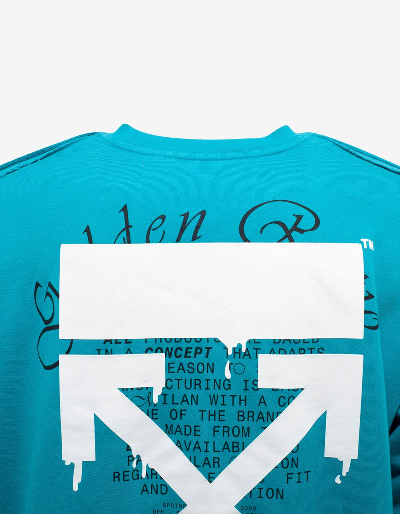 Off-White Light Blue Dripping Arrows Print Sweatshirt