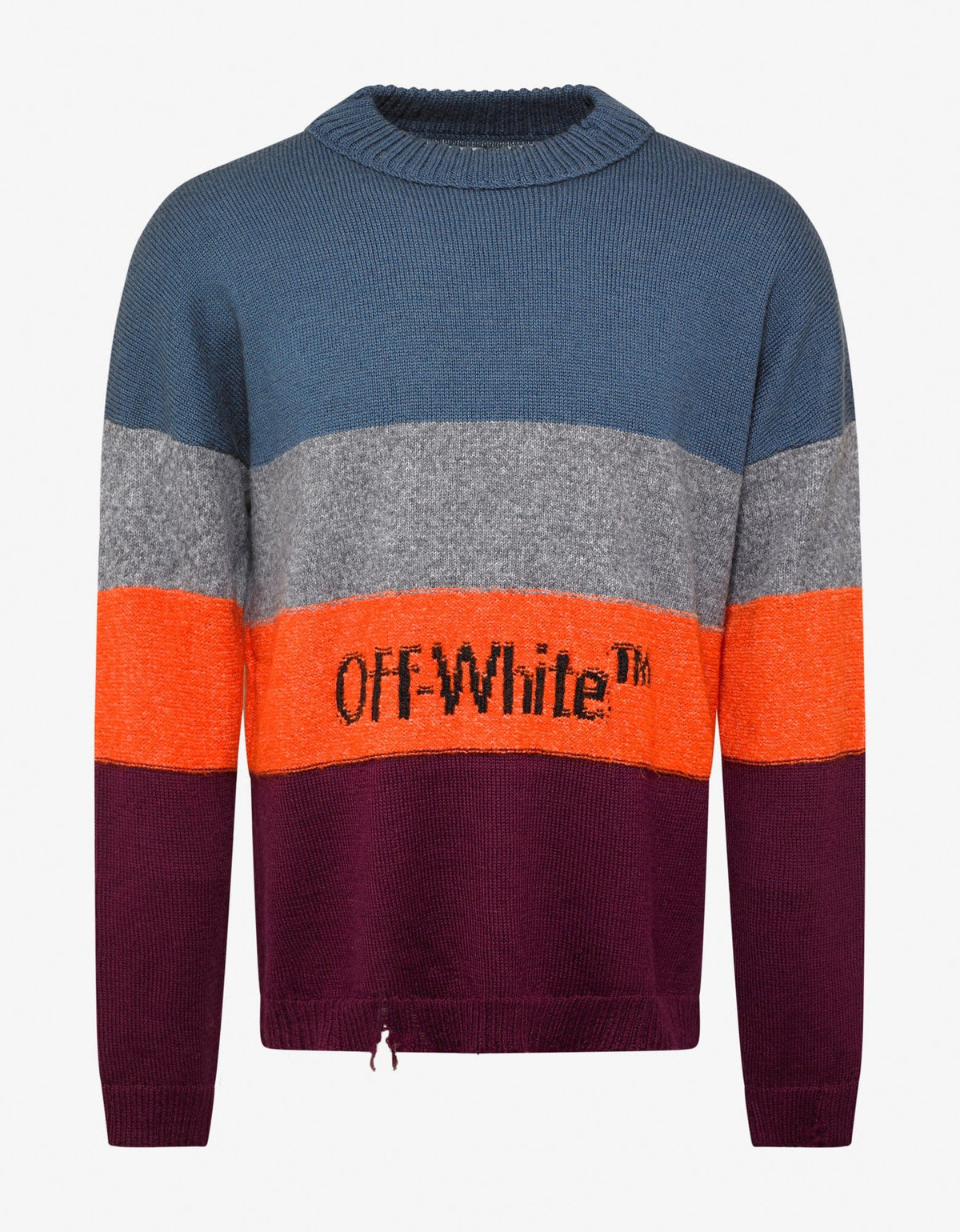 Off-White Multicolour Distressed Striped Sweater