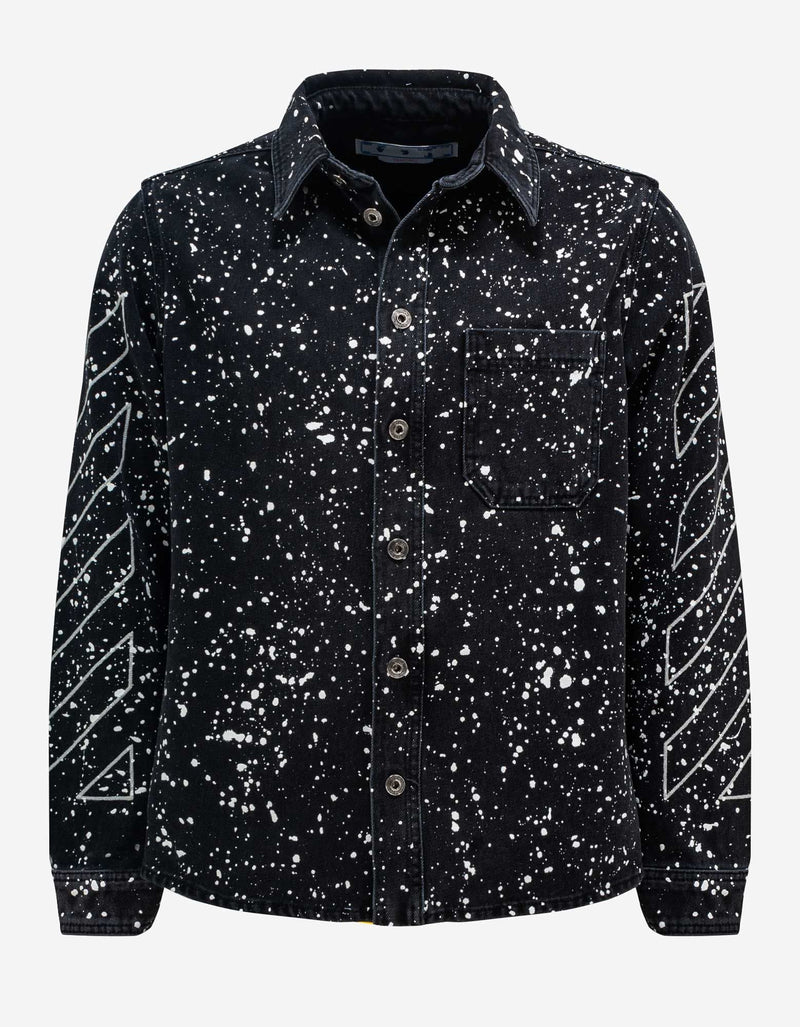 Off-White Off-White Black Diag Outline Paint Denim Shirt