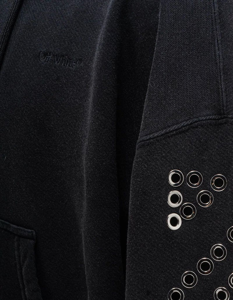 Off-White Off-White Black Eyelet Diags Hoodie