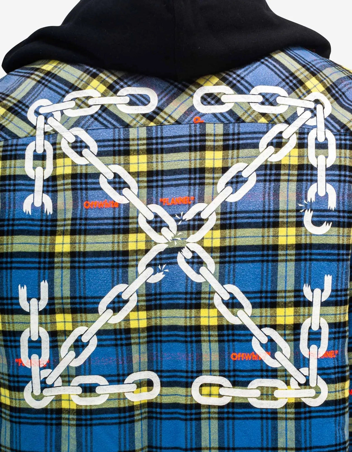 Off-White Off-White Blue Chain Arr Check Hooded Overshirt