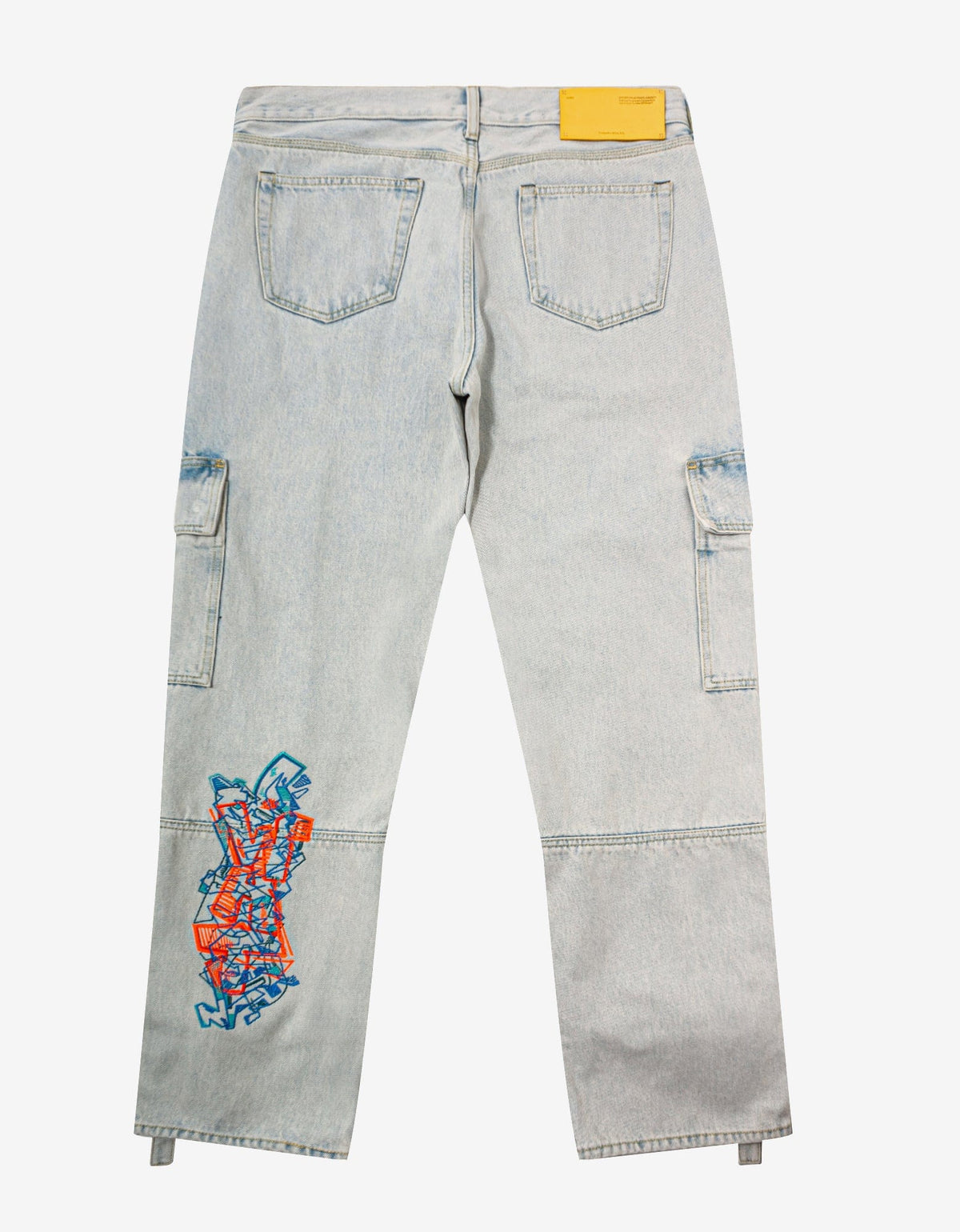 Off-White Off-White Blue Graffiti Embroidery Utility Cargo Jeans