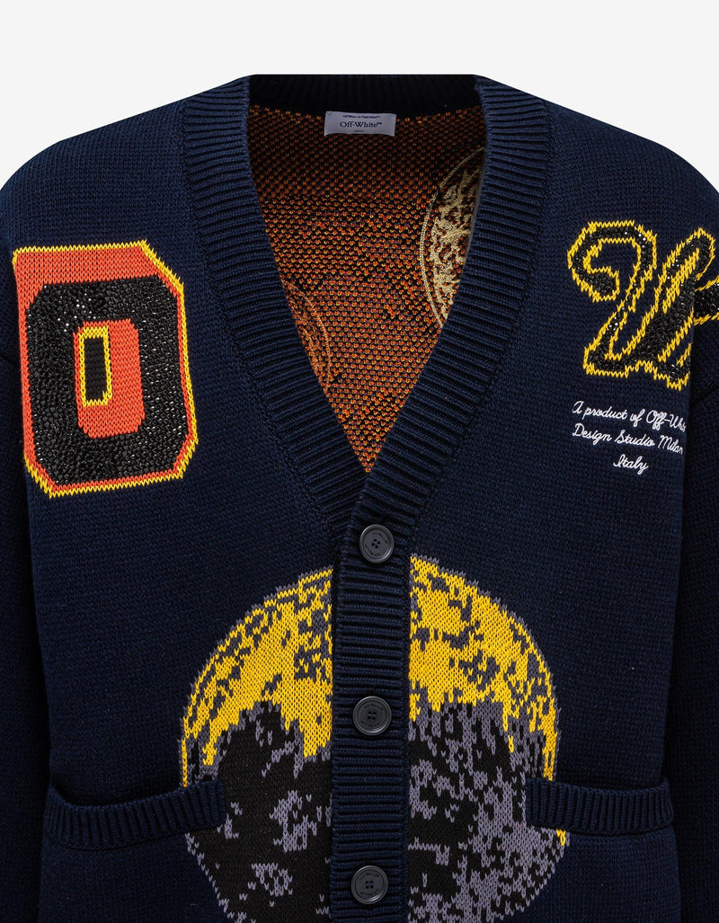 Off-White Off-White Blue Moon Phase Varsity Cardigan