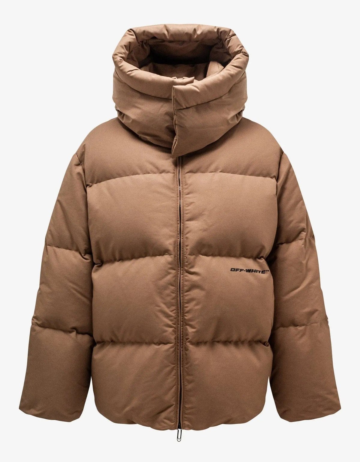 Off White Camel OW Race Canvas Down Puffer Jacket